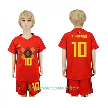 Camisola Bélgica Hazard 10 Criança Equipamento Principal World Cup 2018 Manga Curta